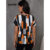 (Trendy) Lovito Blusa básica elegante com padrão geométrico para mulheres LBL16347