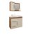 Gabinete Para Banheiro Com Lavatório E Espelho Vix Amendoa E Off White MGM Móveis 65cm
