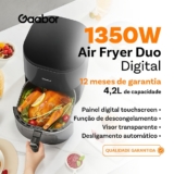 Gaabor Fritadeira Elétrica 4,2L Revestimento Antiaderente Queimador Duplo Timer Touch Visor Transparente AF-45T02A