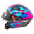Capacete de Moto FW3 X Open UP Fox Rosa com Azul Oculos Interno Tam 56