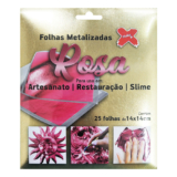 Folhas Rosa Metalizadas – Ref. 6117 – 25 unidades – Make Mais – Rizzo