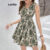 Lovito Vestido Boho Paisley Vestido Frontal Com Gravata Franzida Para Mulheres LNM67081