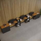 Conjunto de Escritório Smart 2 Estantes Livreiro 2 Buffet e 3 Mesas 90 cm Kit Escritório ViaNossa