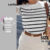 Lovito Camisa Casual Plus Size Curva Com Estampa Listrada Camiseta Verão/primavera Para Mulheres LBL20219