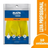 Luva Mucambo 280 Flex Profissional Flocada Amarela Tamanho M -Embalagem com 10 Pares