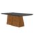 Mesa de Sala Jantar Luna + Tampo Madeirado Vidro Curvo 180x90cm Grafite/Imbuia Ripado 3D – Vidro Grafite – Rufato