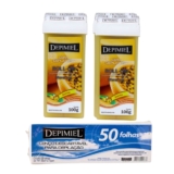 Kit 50 Folhas Descartável E 2 Cera Roll-on Maracuja Depimiel