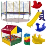 Kit Pula Pula 3,05m + Piscina De Bolinhas 1m + 500 Bolinhas + Escorrega Médio + 2 Gangorra 1l + 1 G2