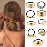 ANA 1108 Elástico para Cabelo Metal Dourado/Prata Liga de cabelo/acessórios de cabelo