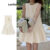 (Trendy) Lovito Vestido casual liso com babados e laço nas costas para mulheres L109MD174