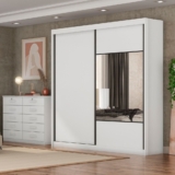 Guarda Roupa Casal 2 Portas 8 Gavetas 100% MDF com Espelho Trieste Neve