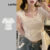Lovito Camiseta Fofa Com Babados E Laço De Verão/Primavera Para Mulheres L120ED1245