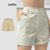 Lovito Shorts Casuais Com Bolso Liso E Shorts Enrolados Para Mulheres L74ED052 (Multicolorido)