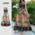 Lovito Vestido Boho Tribal estampado com babados e bainha com cordão estilo Resort para mulheres L132ED164