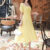 (Trendy) Lovito Vestido Elegante Liso Básico Primavera/Verão Amarelo Para Mulheres L134ED171