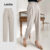 Lovito Calças Elegantes Plissadas Simples Primavera/Verão Calças Cáqui Claras Para Mulheres L135ED307