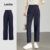 Lovito Calça Casual Lisa Com Zíper E Bolso Para Todas As Estações Azul Marinho Para Mulheres LBL24208