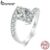 Bamoer 925 Sterling Sliver Ring 1ct Anel De Fita Moissanita Moda Luxo Jóias Presentes Para Mulheres