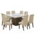 Conjunto De Mesa Sala de Jantar Com Tampo Giratório Amesterdã 1,36m 8 Cadeiras Grécia Cedro / Off Wh