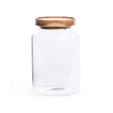 Pote Redondo 1950ml com Tampa de Bambu para Armazenar Alimentos e Condimentos Temperos