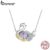 Colar De Fita Bamoer 925 Sterling Cisne Jóias Para Mulheres