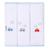 Kit Pano De Boca Bordados Papi Carros Coloridos – 3 Peças / Único / Azul