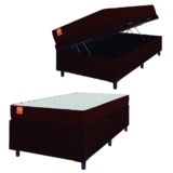 Cama Box Baú Solteiro Colchão Molas Qatar 88x188x63cm Marrom / Branco – Suporta até 200Kg