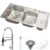 Cuba para cozinha pia dupla em aço inox com acessórios com lixeira Nukini e Torneira Gourmet Munim Pingoo