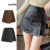 (Trendy) Lovito Shorts Casuais Com Zíper Liso Falso 2 Em 1 Shorts Para Mulheres L58AD065 (Preto)