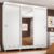 Guarda-Roupa Casal Madesa Napoli 3 Portas de Correr Central com Espelho com Pés – Branco