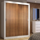 Guarda-Roupa Solteiro Madesa Denver 2 Portas de Correr – Branco/Rustic