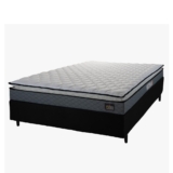 Cama Box Casal Colchão Espuma D45 Pillow Top Strong 138x188x62cm Cinza/Preto Hellen – Suporta até 15
