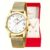 Relógio Champion Feminino Analógico Dourado Kit de Brincos e Colar Original À Prova d’Água CN29098W
