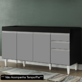 Balcão Gabinete para pia sem Tampo 150cm Marrocos Preto/Cinza – Lumil