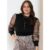 Blusa Mangas Bufantes Em Transparência Preto Quintess