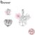 Bamoer 925 Sterling Sliver Charms Pendants The Flower of Life Design Coleção De Acessórios Em Forma De Coração Para Pulseira DIY
