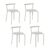 Conjunto 4 Banquetas Tubo Prata Napa Branca 105 Carraro