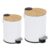 Kit Lixeiras Pedal C/ Tampa Bambu 3 e 5 Litros Cesto de Lixo Banheiro Cozinha