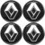 Jogo Emblema Calota Preto Cromado 48mm Renault 2014