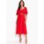 Vestido  Em Crepe Plano Vermelho Quintess