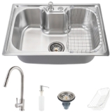 Cuba para Cozinha pia inox Com Acessórios Carajás e Torneira gourmet monocomando extensível escovado Iriri Pingoo –
