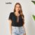 Lovito Blusa Boho Geométrica Contraste Fita Blusa De Encadernação Contrastante Para Mulheres LBL06111 (Preto)