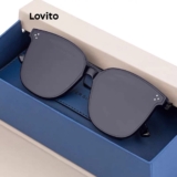 Lovito Óculos De Sol Casuais Óculos De Sol Básicos Lisos Para Mulheres LNA32246 (Preto)
