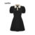 (Trendy) Lovito Vestido Casual Liso Com Gola Contrastante Para Mulheres L55AD057 (Multicolorido)