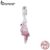 Bamoer 925 Sterling Sliver Charme De Fita De Papagaio Rosa Acessórios Para Pulseira