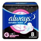 Absorvente Always Noturno Suave c/ Abas 28cm Leve 8 Pague 7