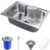 Cuba para cozinha gourmet pia aço inox com acessórios e lixeira Nawa 50 cm Pingoo