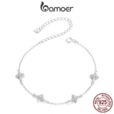Pulseira Bamoer 925 Sterling Sliver Bracelet Jóias Com Contas Cintilantes Requintadas Presentes Para Mulheres