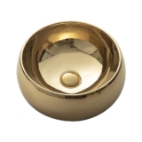 Cuba De Apoio Para Banheiro Redonda Louça Cerâmica 41 cm Morganita Pingoo – Dourado