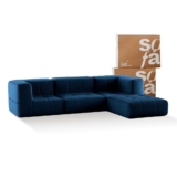 Sofá 3 lugares Modular com Apoio (Puff) – Sofá na Caixa em Boucle com 4 Módulos 3,44m – 2 Braços